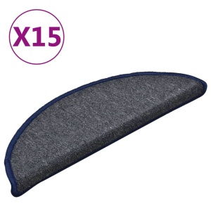 Covorașe pentru trepte scară, 15 buc., gri/albastru, 56x17x3 cm - Img 2