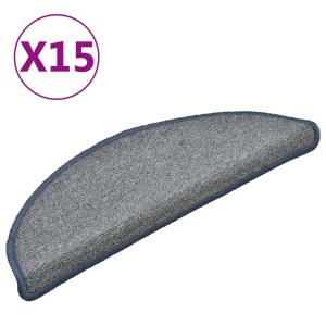 Covorașe pentru trepte scară, 15 buc., gri/albastru, 56x17x3 cm - Img 2