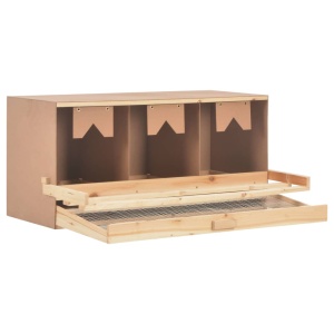 Cuibar găini cu 3 compartimente, 96x40x45 cm, lemn masiv pin - Img 8