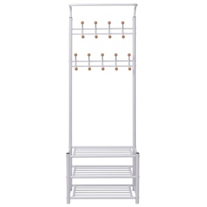 Cuier cu rafturi pentru pantofi, 68 x 32 x 182,5 cm, alb - Img 2