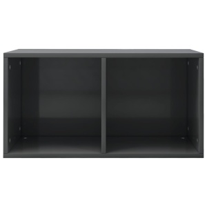 Cutie de depozitare vinyl-uri, gri lucios, 71 x 34 x 36 cm, PAL - Img 4