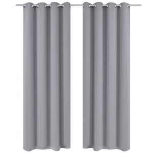 Draperie opacă, ocheți metalici, 270 x 245 cm, gri - Img 2