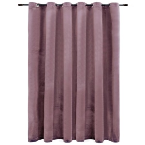 Draperie opacă roz antichizat 290x245 cm catifea inele metalice - Img 2