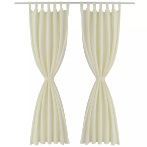 Draperii micro-satin cu bride, 140 x 175 cm, crem, 2 buc. - Img 2