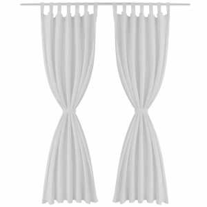 Draperii micro-satin cu bride, 140 x 245 cm, alb, 2 buc. - Img 2