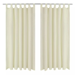 Draperii micro-satin cu bride, 140 x 245 cm, crem, 2 buc.