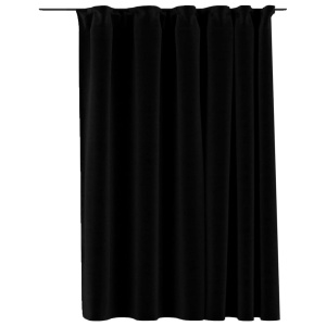Draperii opace, aspect de in, negru, 290 x 245 cm, cu cârlige - Img 2