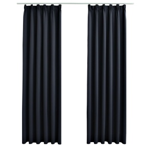 Draperii opace cu cârlige, 2 buc., antracit, 140 x 175 cm - Img 2