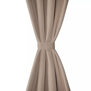 Draperii opace cu ocheți metalici, 2 buc, 135 x 175 cm, crem - Img 3