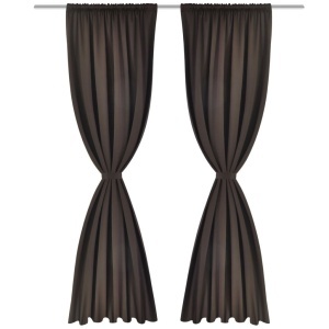 Draperii opace cu tunel de prindere, maro, 135 x 245 cm - Img 2