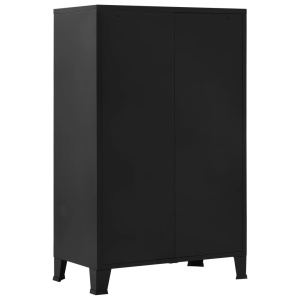 Dulap birou cu uși de plasă negru 75x40x120 cm oțel industrial - Img 4
