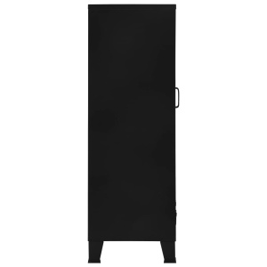 Dulap birou cu uși de plasă negru 75x40x120 cm oțel industrial - Img 5