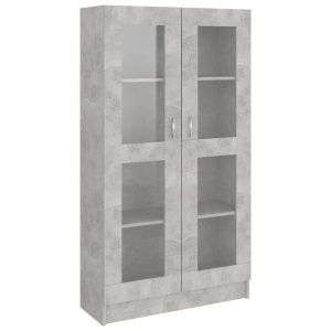 Dulap cu vitrină, gri beton, 82,5 x 30,5 x 150 cm, PAL - Img 2