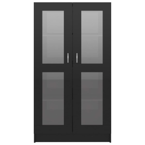 Dulap cu vitrină, negru extralucios, 82,5 x 30,5 x 150 cm, PAL - Img 5