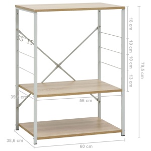 Dulap cuptor microunde, alb și stejar, 60 x 39,6 x 79,5 cm, PAL - Img 7