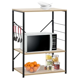 Dulap cuptor microunde, negru și stejar, 60x39,6x79,5 cm, PAL
