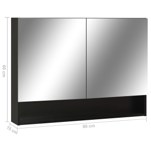 Dulap de baie cu oglindă și LED-uri, negru 80 x 15 x 60 cm MDF - Img 10