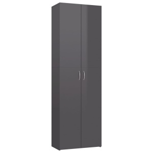 Dulap de birou, gri extralucios, 60x32x190 cm, PAL - Img 2