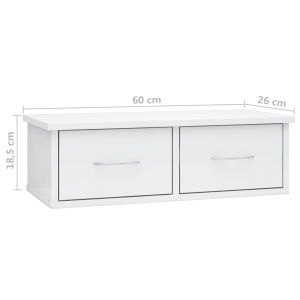 Dulap de perete cu sertare, alb extralucios, 60x26x18,5 cm, PAL - Img 6