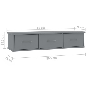 Dulap de perete cu sertare, gri, 88x26x18,5 cm, PAL - Img 6