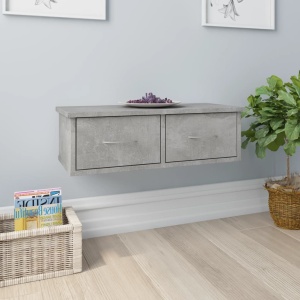 Dulap de perete cu sertare, gri beton, 60x26x18,5 cm, PAL