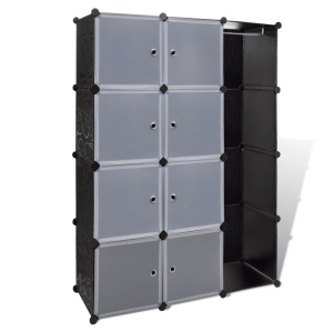 Dulap modular cu 9 compartimente, 37x115x150 cm, negru și alb - Img 2