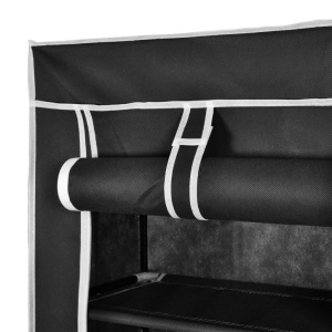 Dulap pantofi cu husă din material textil 57 x 29 x 162 cm, Negru - Img 7