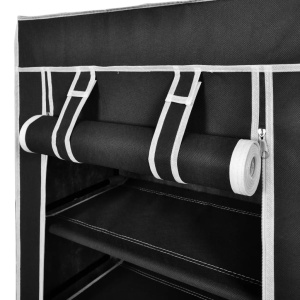 Dulap pantofi cu husă din material textil 58 x 28 x 106 cm, Negru - Img 4