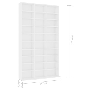 Dulap pentru CD-uri, alb, 102 x 23 x 177,5 cm, PAL - Img 5