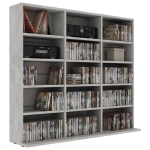 Dulap pentru CD-uri, gri beton, 102 x 23 x 89,5 cm, PAL - Img 3