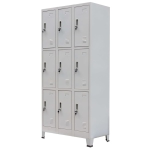 Dulap vestiar cu 9 compartimente, oțel, 90 x 45 x 180 cm, gri