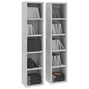 Dulapuri CD-uri, 2 buc., gri beton, 21 x 16 x 93,5 cm, PAL - Img 3
