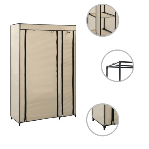 Dulapuri pliabile de haine 2 buc. crem 110x45x175 cm țesătură - Img 3