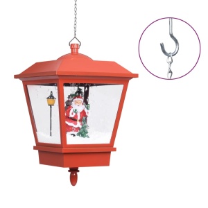 Felinar suspendat cu LED și Moș Crăciun, roșu, 27x27x45 cm - Img 2