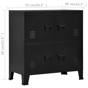 Fișet cu 4 uși, negru, 75 x 40 x 80 cm, oțel, industrial - Img 6