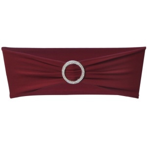 Funde elastice decorative scaun cu cataramă de diamant, 25 buc, bordo - Img 2