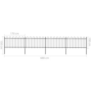 Gard de grădină cu vârf curbat, negru, 6,8 x 1 m, oțel - Img 5