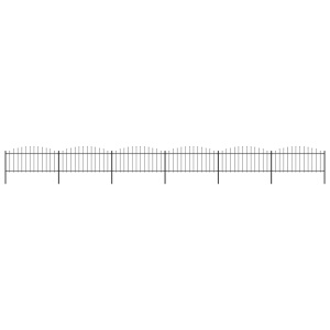 Gard de grădină cu vârf suliță, negru, (0,5-0,75) x 10,2 m oțel