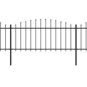 Gard de grădină cu vârf suliță, negru, (0,5-0,75) x 3,4 m, oțel - Img 2