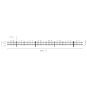 Gard de grădină cu vârf suliță, negru, (0,75-1)x13,6 m, oțel - Img 5