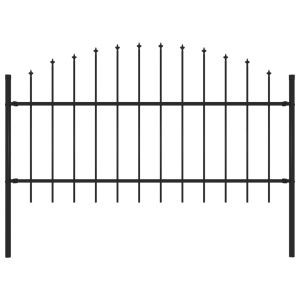 Gard de grădină cu vârf suliță, negru, (1-1,25) x 1,7 m, oțel