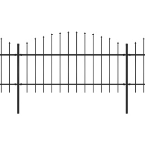 Gard de grădină cu vârf suliță, negru, (1-1,25)x10,2 m oțel - Img 2