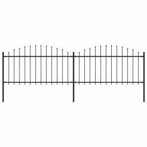 Gard de grădină cu vârf suliță, negru, (1,25-1,5)x3,4 m oțel