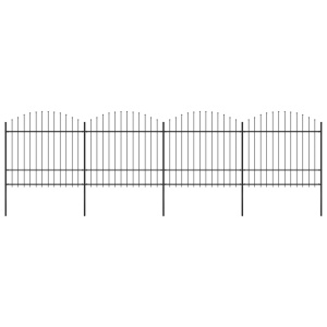 Gard de grădină cu vârf suliță, negru, (1,5-1,75)x6,8 m oțel