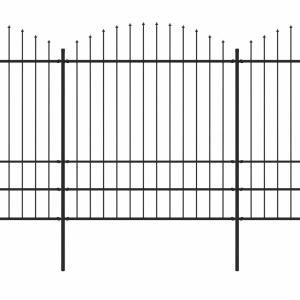 Gard de grădină cu vârf suliță, negru, (1,75-2)x3,4 m oțel - Img 2
