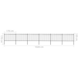 Gard de grădină cu vârf suliță, negru, 10,2 x 1,2 m, oțel - Img 5
