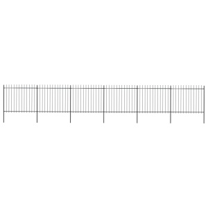 Gard de grădină cu vârf suliță, negru, 10,2 x 1,5 m, oțel