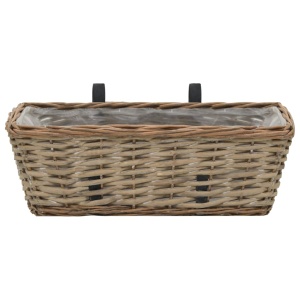 Jardinieră de balcon, 2 buc., 40 cm, răchită căptușeală PE - Img 4