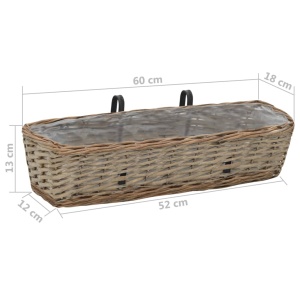 Jardinieră de balcon, 2 buc., 60 cm, răchită cu căptușeală PE - Img 5