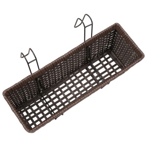 Jardinieră din ratan pentru balcon, 50 cm, 2 buc, Maro - Img 5